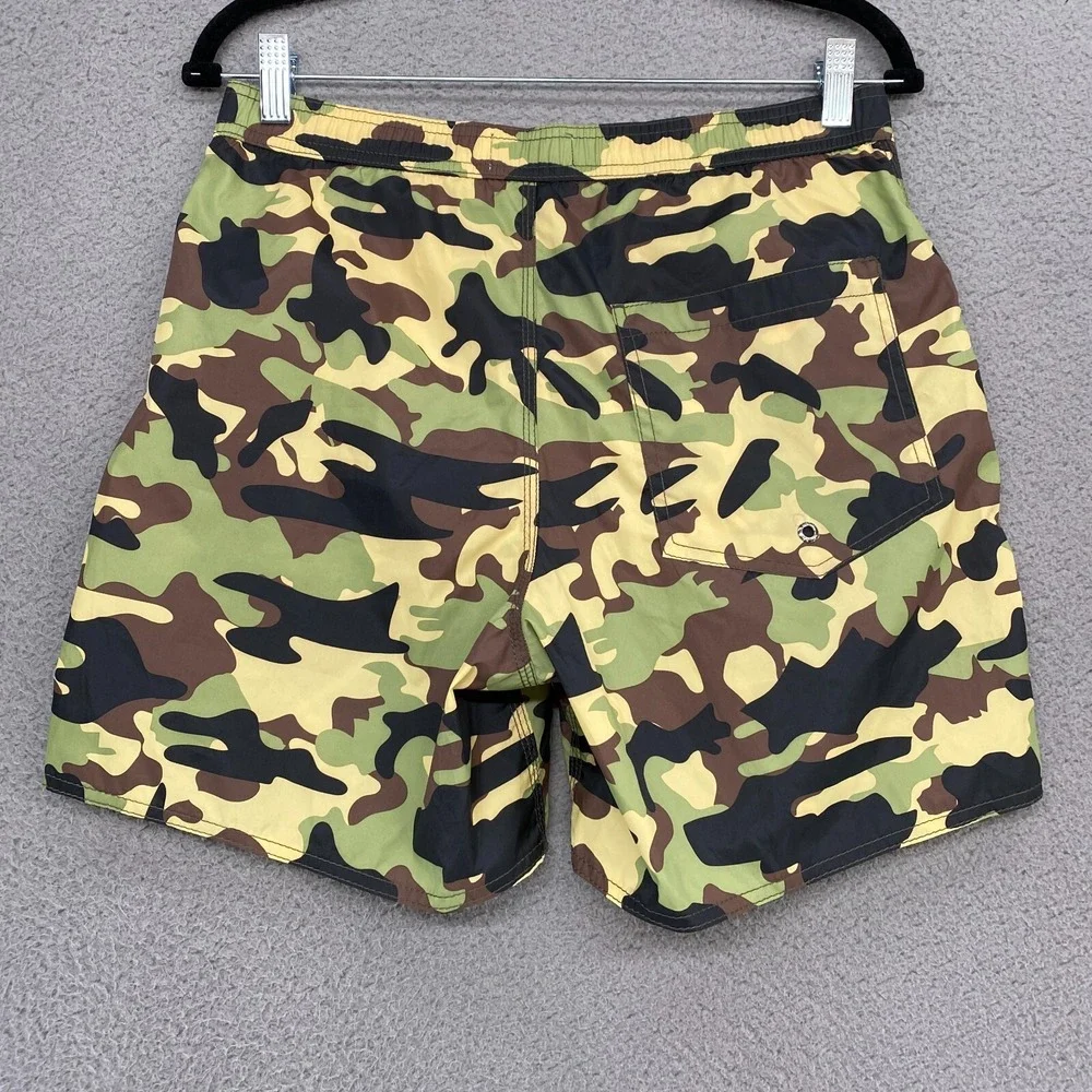 Zara Swim Trunks Mens Medium Camo Green Black Pockets‎ Swim Beach Lightweight